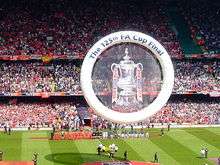 View of the players lineup before the start of the 2006 FA Cup Final.