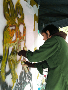 Amanda Marie painting at Stroke Art Fair Munich, Germany May 2013.