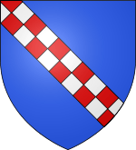 Azure, a bend counter-compony gules and argent