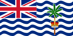 Blue and white flag with Union Flag in canton and palm tree in fly