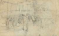 A freehand sketch of a group of figures