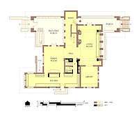 Hills House First Floor Plan 1977. Alterations after fire are marked in with bold walls.
