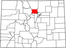 Map of Colorado highlighting Boulder County