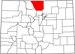 Map of Colorado highlighting Larimer County