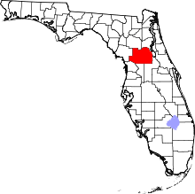 Map of Florida highlighting Marion County