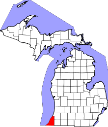 Map of Michigan highlighting Berrien County