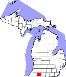 Map of Michigan highlighting Saint Joseph County