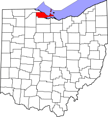 Map of Ohio highlighting Ottawa County