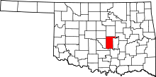Map of Oklahoma highlighting Pottawatomie County