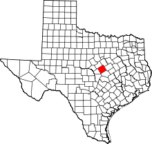State map highlighting Coryell County