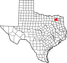 Map of Texas highlighting Hopkins County