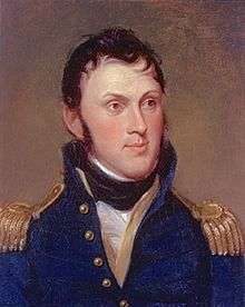 Man with sideburns in uniform coat with epaulettes